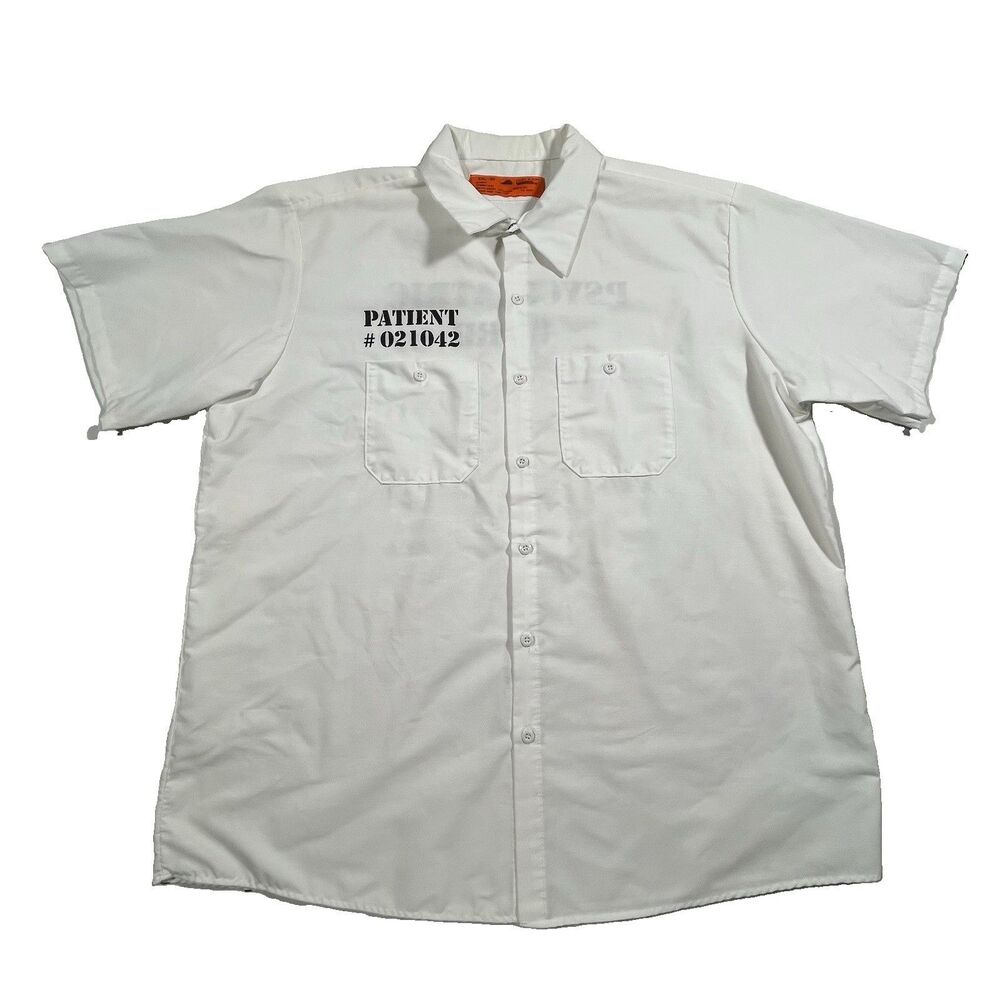 Vintage 90s Red Kap Psychiatric Ward Patient Shirt XXL USA Made White Workwear